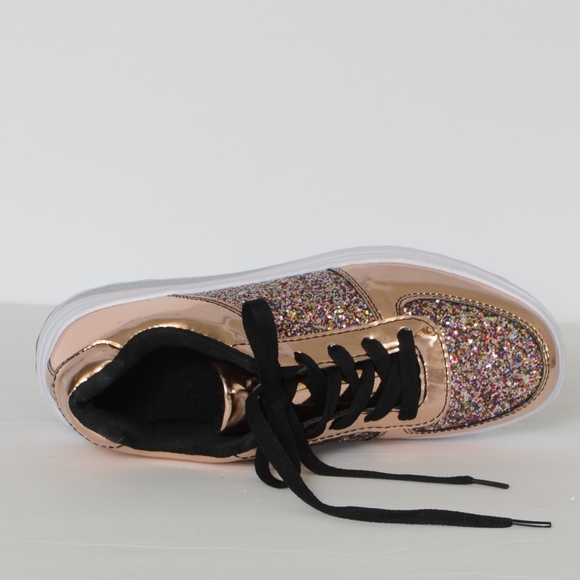 **Rose Gold Glitter Sneaker** Size 30/5 NWOT - Picture 6 of 7